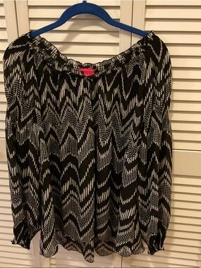 Sunny Leigh Black and White Chevron Blouse